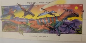 O) 1994 ST. VINCENT AND THE GRENADINES, SPECIMEN, DINOSAURS, PREHISTORIC ANIMAL,