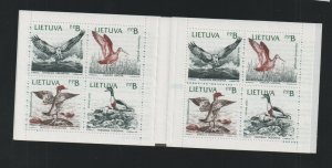 Thematic Bird stamps - Lithuania 1992 Birds booklet SG506-9 - mint
