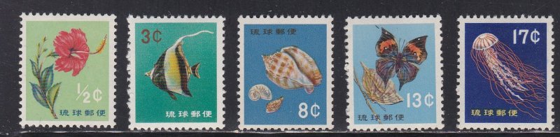 Ryukyu Islands # 76-80, Redrawn Inscriptions, Hinged 1/3 Cat.