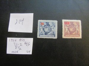 LIECHTENSTEIN 1924 MNH  SC 71-72 PERF. 81/2  SET  XF $25 (214) NEW COLLECTION