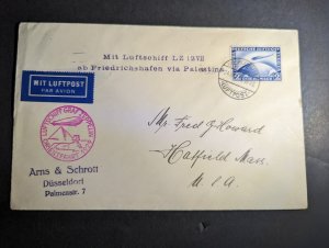 1929 Germany Graf Zeppelin LZ 127 Cover via Palestine to Hayfield MA USA