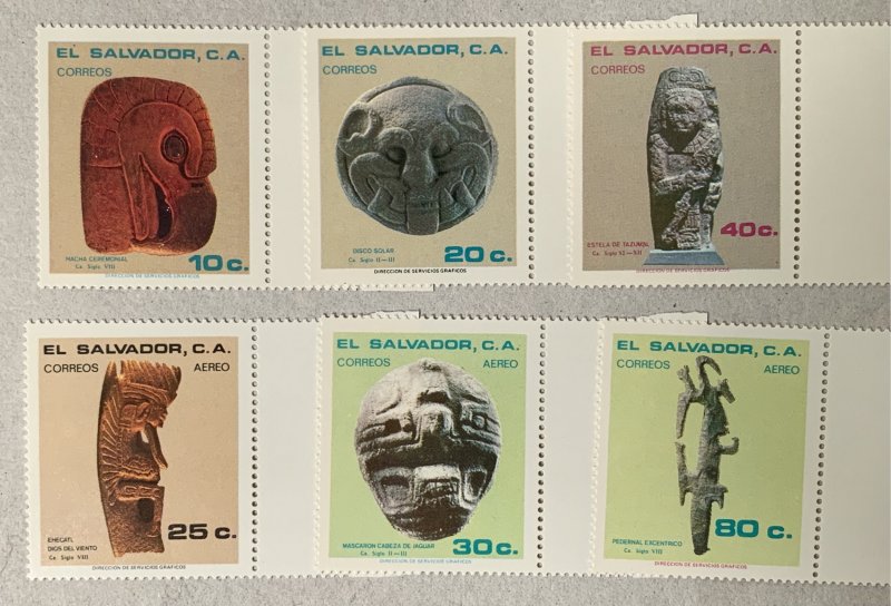 El Salvador 1982 Pre-Columbian Sculptures, MNH. Scott 942-44, C508-10, CV $3.60