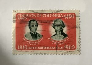 Colombia 1960  Scott C381 used - 1p, Independence 150th, Alvarez & Gutierrez