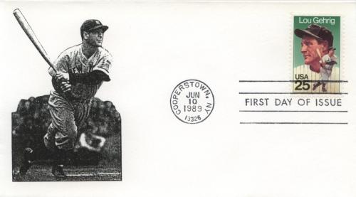 1989 Lou Gehrig Baseball (Scott 2417) Unk Batting FDC