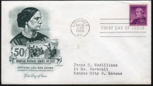 SC#1051 50¢ Susan B. Anthony FDC: Artmaster (1955) Addressed