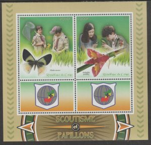 SCOUTS & BUTTERFLIES  perf sheet containing 2 values & 2 labels mnh