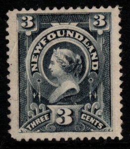 NEWFOUNDLAND SG55 1890 3c DEEP SLATE MTD MINT CREASED