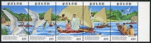 Palau 173-177a strip,MNH.Michel 211-215.Christmas 1987.Carol I Saw Three Ships.