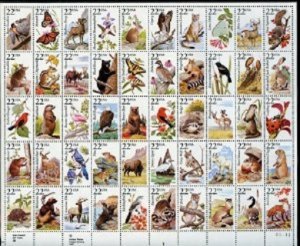 SCOTT  2286-2335  NORTH AMERICAN WILDLIFE  22¢  SHEET OF 50  MNH