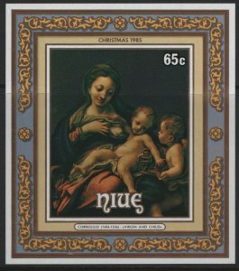 Niue 1985 MNH Sc 501 65c Virgin and Child by Correggio Christmas IMPERF Sheet