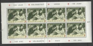 BELGIUM #B745a 1963 INT'L RED CROSS MINT VF NH O.G B/P8