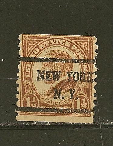 USA 598 Harding Coil New York NY Precancel Used