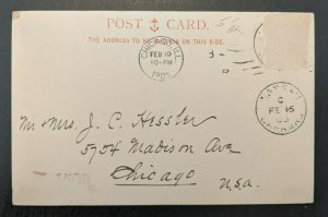 1905 Native Hut Nassau Bahamas to Chicago IL Real Picture Postcard RPPC Cover