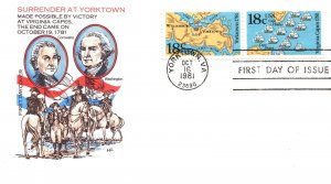 US FIRST DAY COVER BATTLE OF YORKTOWN LOT OF (8) DIFFERENT CACHETS/COMBOS 1981