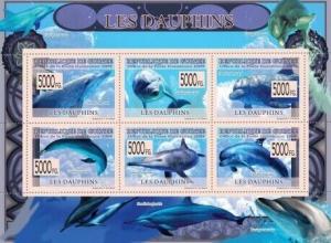 Guinea - Dolphins - 6 Stamp  Sheet  - 7B-999