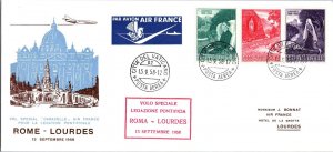 Vatican City 1958 FFC - Air France - Rome To Lourdes - J7827