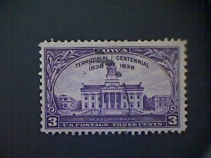 United States, Scott #838, used(o), 1938, Iowa Statehood, 3¢, violet