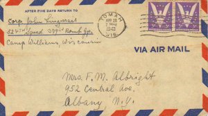 United States Wisconsin Tomah 1943 machine  3c Win The War (2) Airmail Inscri...