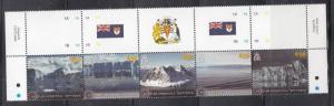 BRITISH ANTARCTIC TERRITORY # 433-434 VF-MNH STRIPS OF 5 GLACIERS & ICESHEETS