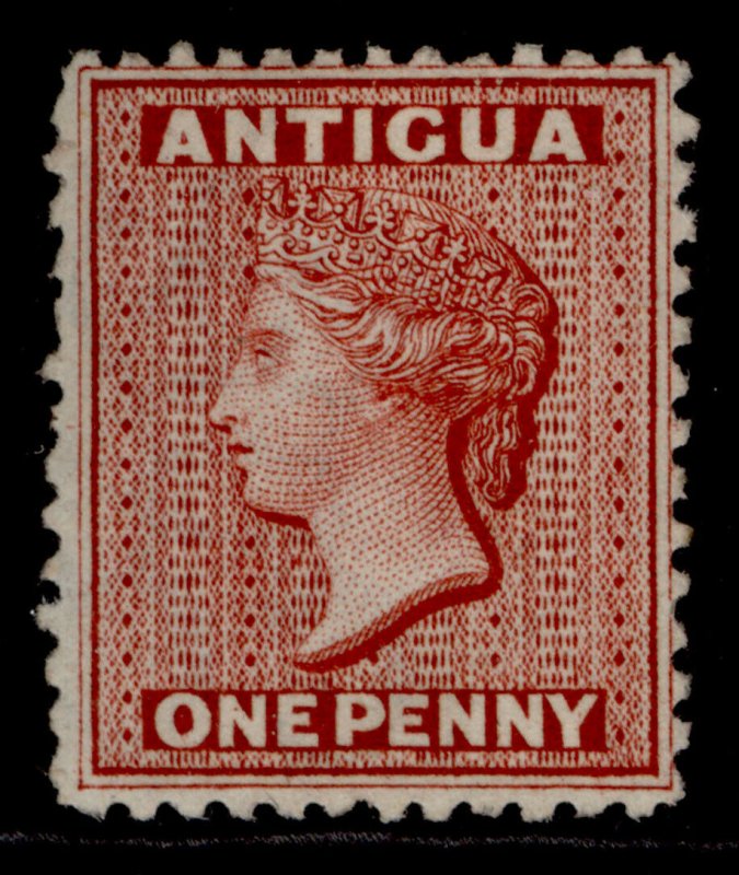 ANTIGUA QV SG13x, 1d lake, M MINT. Cat £180. WMK REVERSED