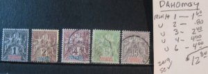 Dahomey #1-4, 6 Used- SCV=$12.80