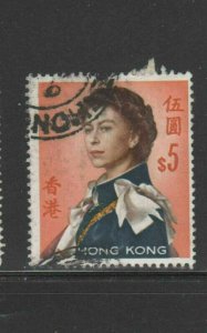 HONG KONG #215 1962    5.00   QEII    USED F-VF  b