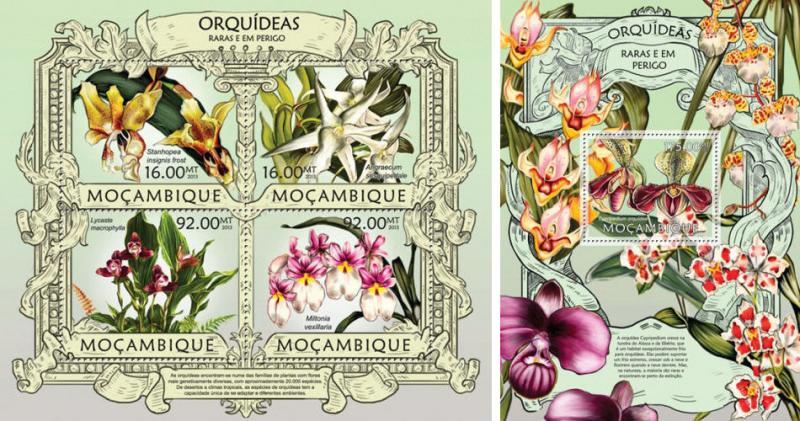 Orchids Orchideen Flowers Blumen Flora Mozambique MNH stamp set