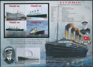 Niuafo'ou 2012 SG366 Titanic Imperf MS MNH