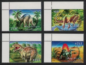 Central African Rep. Dinosaurs Prehistoric Animals 4v Corners 2001 MNH