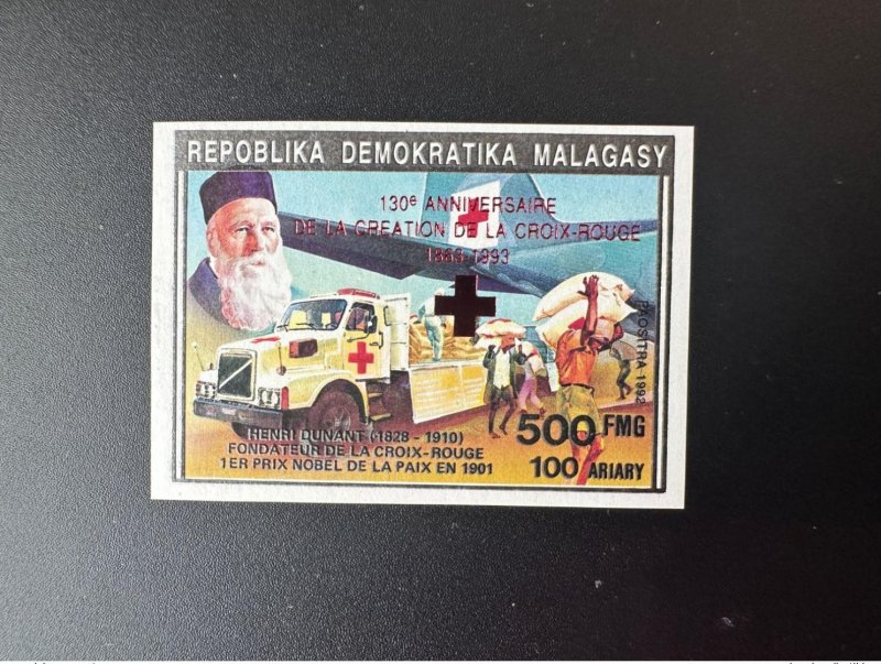 Madagascar 1993 Mi. 1560B b IMPERF Red ovpt Cross Henri Dunant Croix Rouge