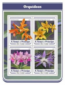 SAO TOME E PRINCIPE 2017 SHEET ORCHIDS FLOWERS st17114a