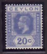 Ceylon-Sc#237a- id13-unused NH og 20c ultra KGV-1922-