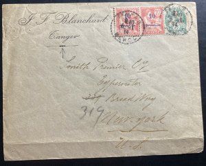 1914 Tanger French Morocco Commercial Cover To Broadway NY Usa