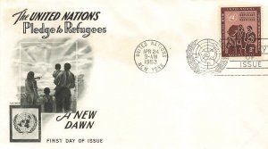 UN #15/16 REFUGEES 1953 FDC - Fleetwood cachet