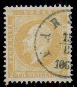 NORWAY #2 (2) 2sk yellow orange, used, VF+, Scott $160.00