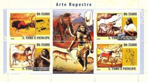 SAO TOME - 2008 - Cave Art - Perf 4v Sheet - Mint Never Hinged
