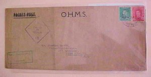 AUSTRALIA  OHMS 1942 BRISBANE SHIP MAIL ROOM CENSORED TO NEW YORK