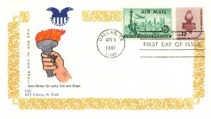 US FIRST DAY COVERS END OF THE AMERICAN 12c LAMP COIL (RARE) SET OF 4 FSC CACHET