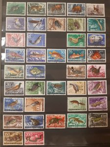 YUGOSLAVIA Fauna Fish Birds Reptiles 1954-1956-1958-1962 # Stamped Full sets 4x