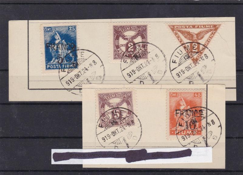 fiume 1919 surcharge postage due stamps cat £25+ ref 10222