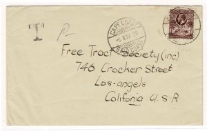 Gold Coast 1929 postage due cover