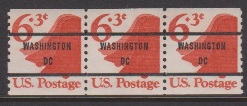 USA Sc#1518a MNH Precancel Washintgton DC Strip of 3