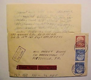 GERMAN  #187  cat.$100E($110.00)  on COVER WITH LETTER IN ENGLISH 20-3-1956