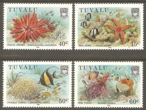 TUVALU Sc# 397 - 400 MNH FVF Set4 Coral Sea Star Sea Urchin