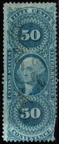 1861-1872 U.S. Revenue Scott #- R54c 50 Cents George Washington Conveyance Used