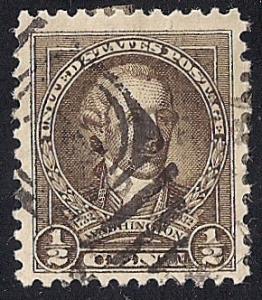 704 1/2 cent SUPER CANCEL Washington, Peale Stamp used F-VF
