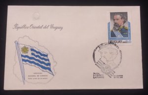 D)1975, URUGUAY, FIRST DAY COVER, ISSUE, COLONEL LORENZO LATORRE, 1844-1916,