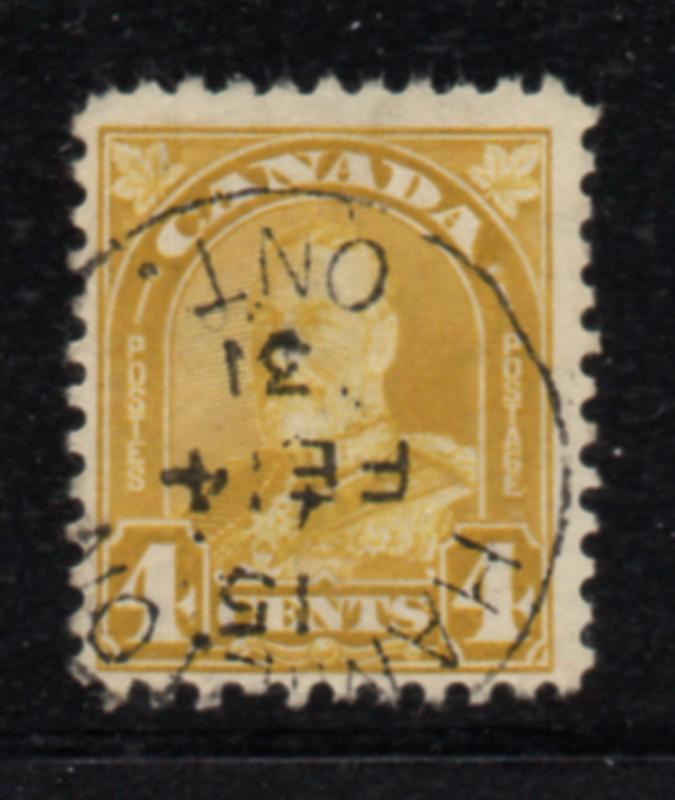 Canada Sc 168 1930 4 c yellow bistre G V Arch issue stamp used