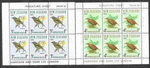 New Zealand B71a, B72a Mint NH MNH Souvenir Sheet Flora Fauna Birds!