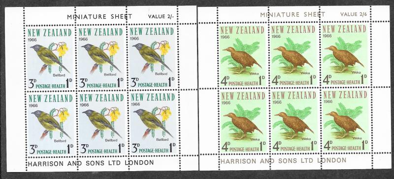 New Zealand B71a, B72a Mint NH MNH Souvenir Sheet Flora Fauna Birds!